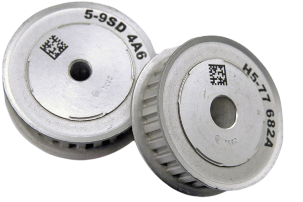 serial numbers and barcodes engraved on metal