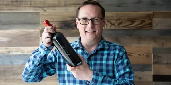 James with wine bottle